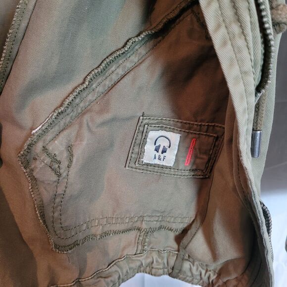 Abercrombie & Fitch Y2K Long Utility Jacket Women's Large Army Green Vintage - Picture 10 of 14